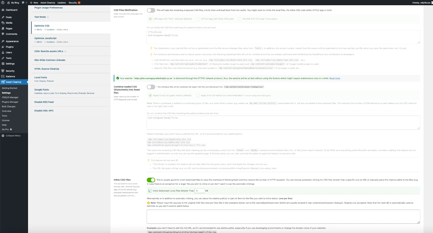 asset clean up wordpress css global optimise