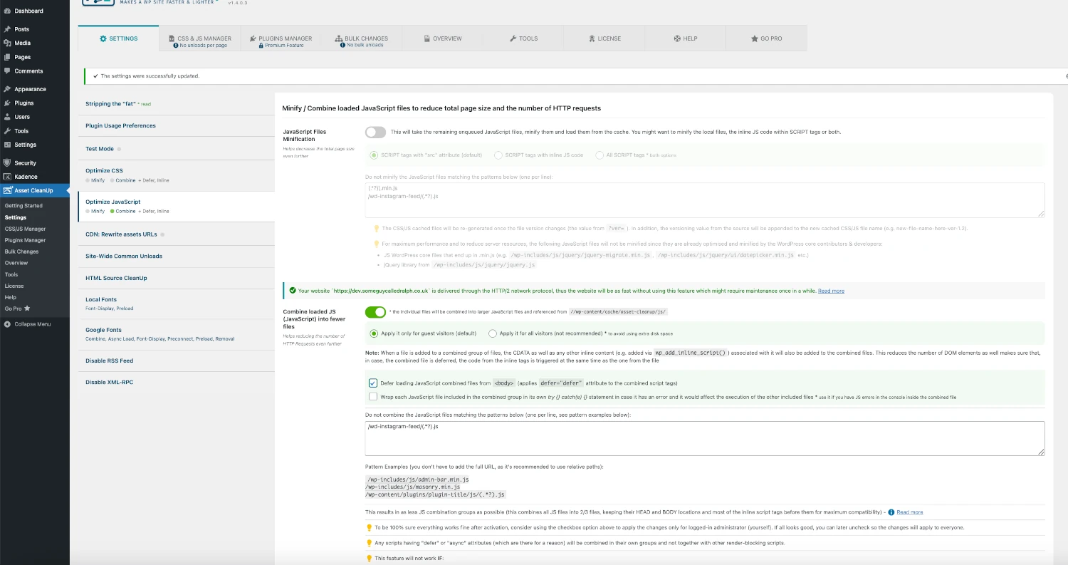 asset clean up wordpress js global optimise