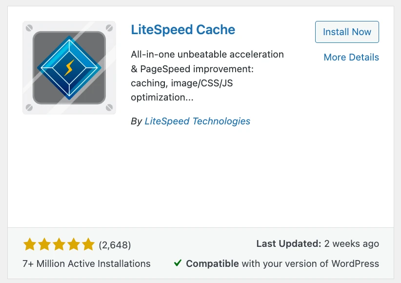 Litespeed cache plugin for wordpress