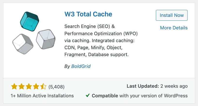 w3 total cache plugin for wordpress