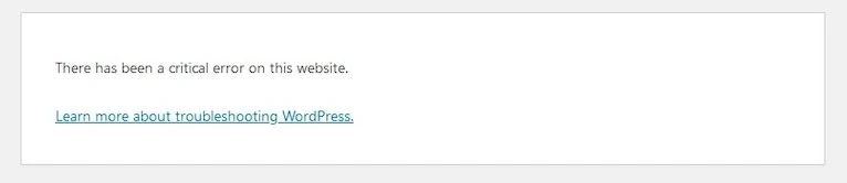 WordPress critical error