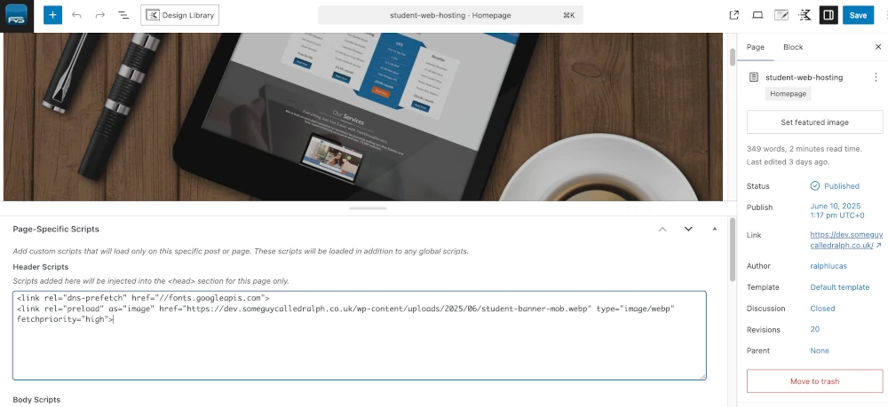 header and footer script adder