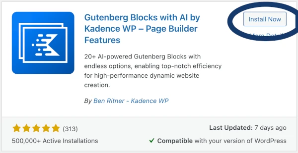 install kadence blocks