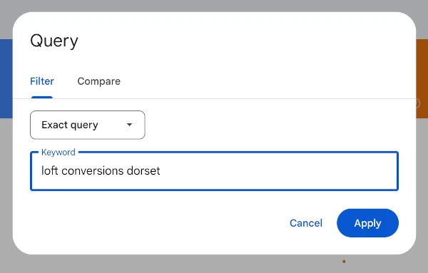search console exact match query