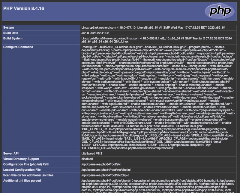 check for php mail() in php info